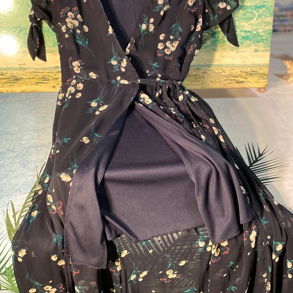 Long Ruffle bottom Wrap Dress - Picture 2 of 8